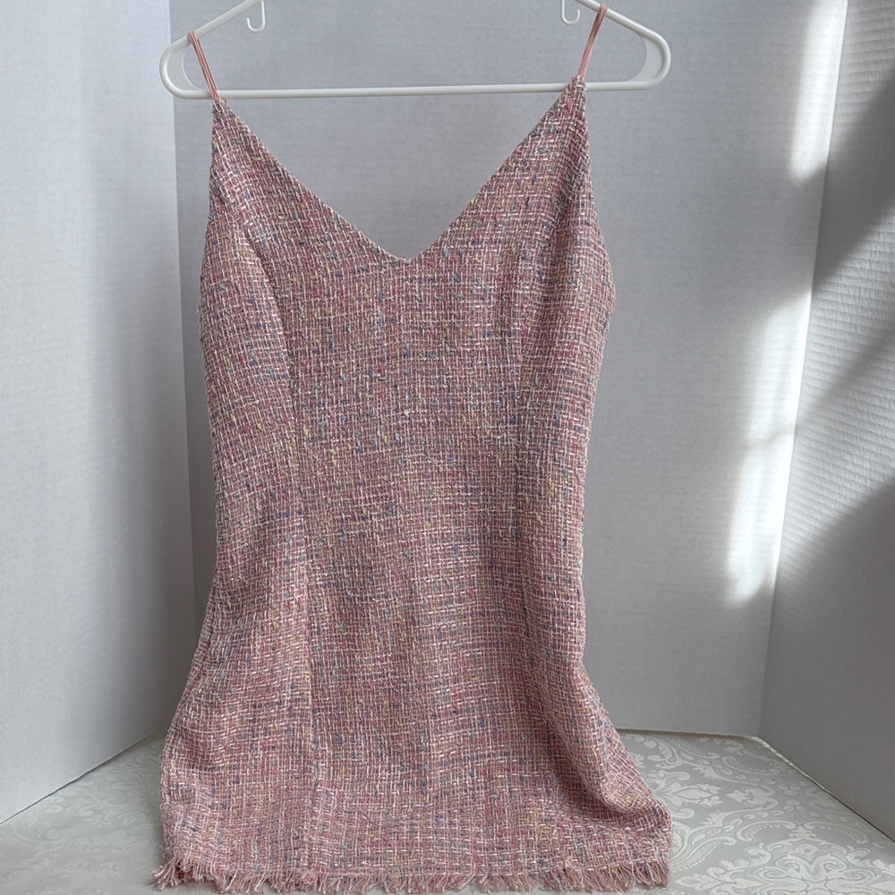 Pink Tweed Sleeveless Dress